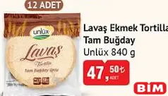 UNLÜX LAVAŞ EKMEK TORTİLLA TAM BUĞDAY 840 G